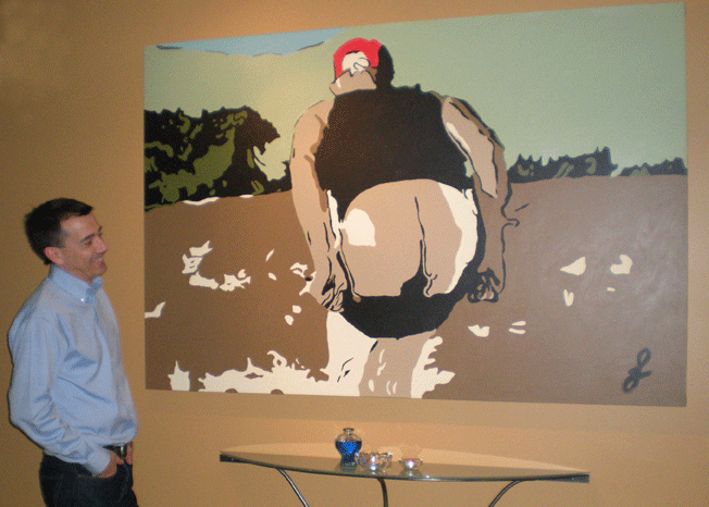 John with the Pedro painting, for scale